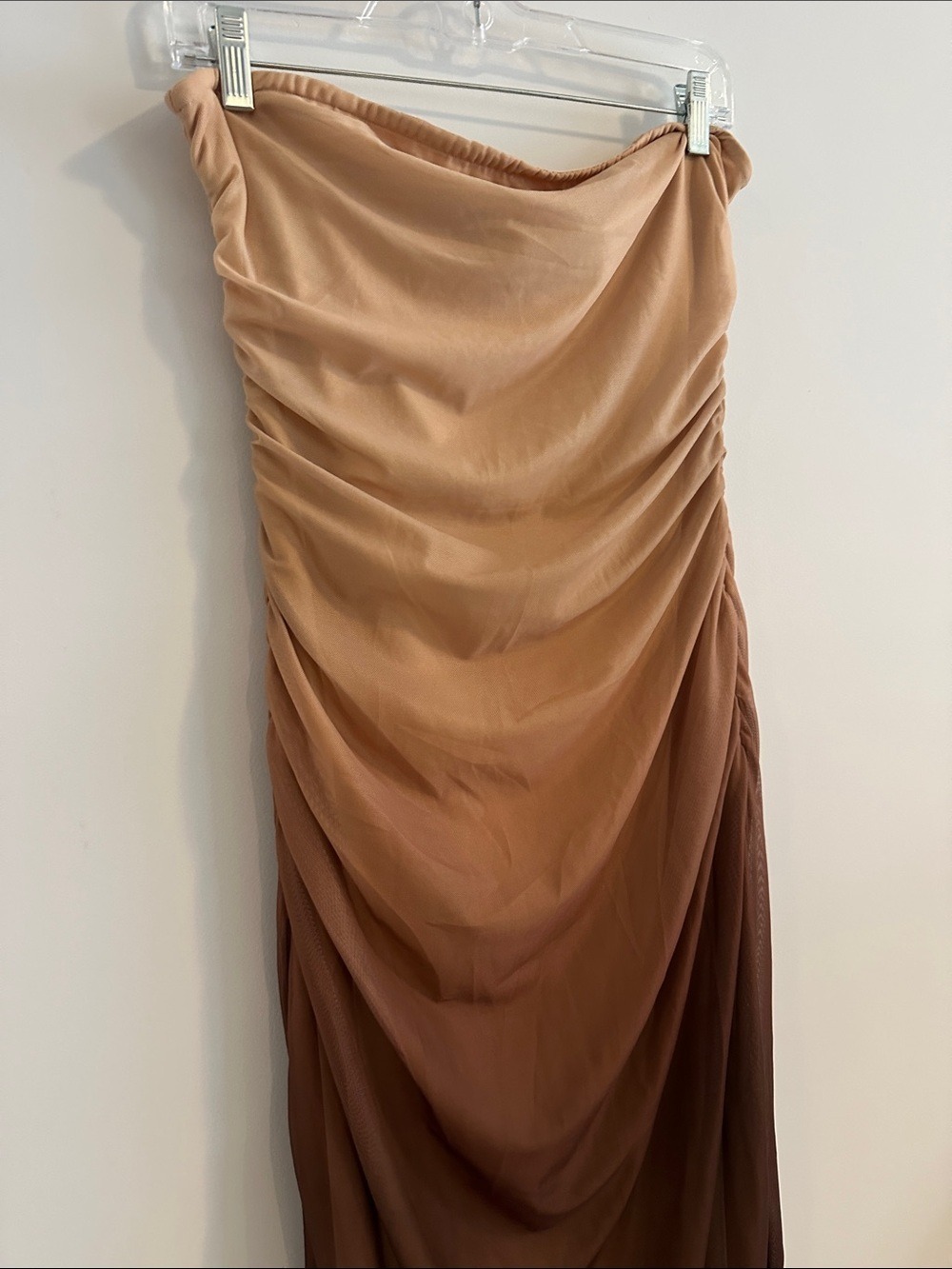 Pretty Garden Strapless Mesh Ombre Bodycon Stretchy Maxi Dress - Picture 5 of 11